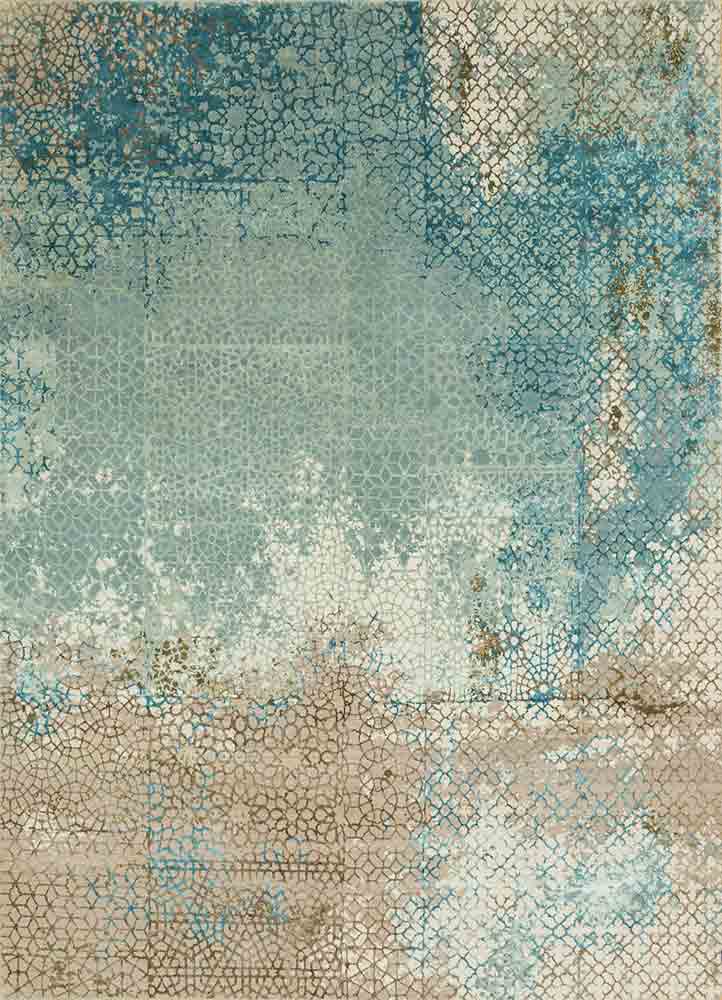  blue wool and bamboo silk Hand Knotted Rug